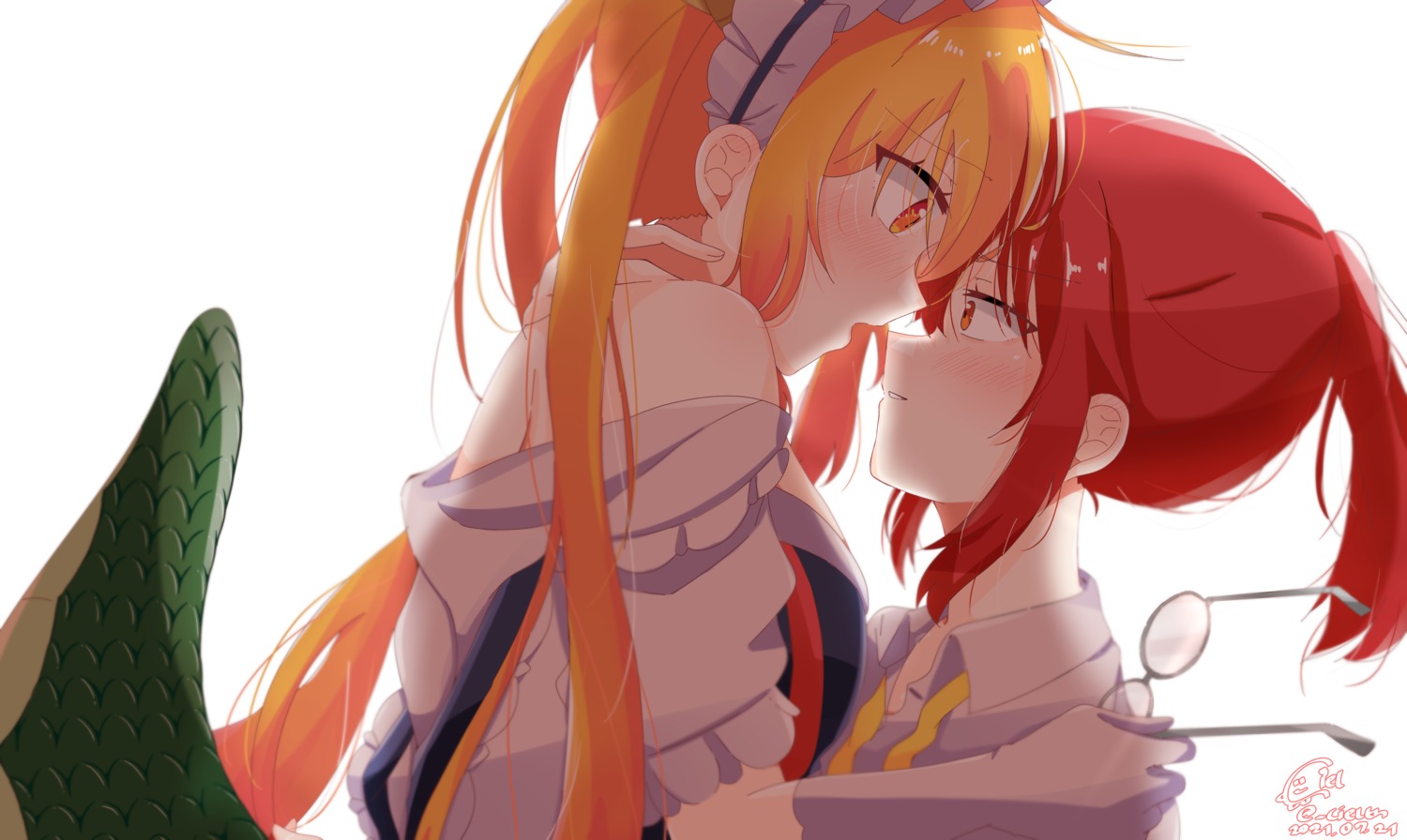 dress_shirt, horns, kobayashi-san_chi_no_maidragon, kobayashi_(maidragon), maid, megane, tagme, tail