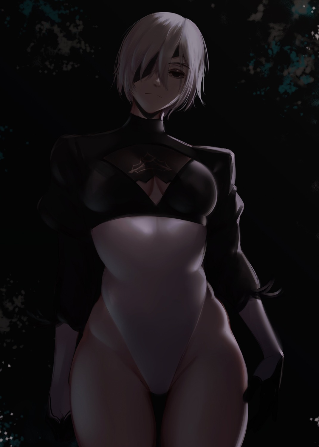 chainsaw_man, cleavage, cosplay, eyepatch, leotard, nier, nier_automata, quanxi_(chainsaw_man), yorha_no.2_type_b, zaki_(zaki_btw)