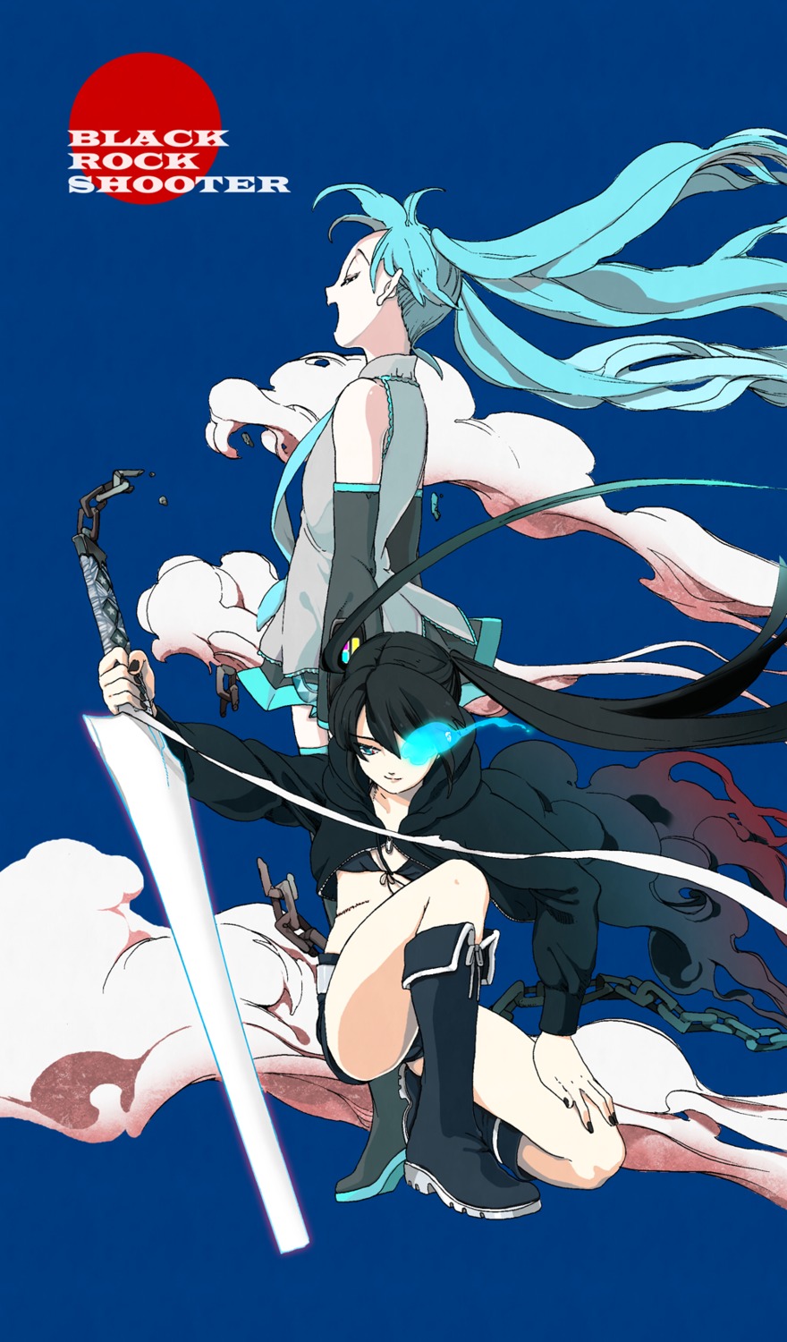 black_rock_shooter, black_rock_shooter_(character), hatsune_miku, vocaloid, yuriko
