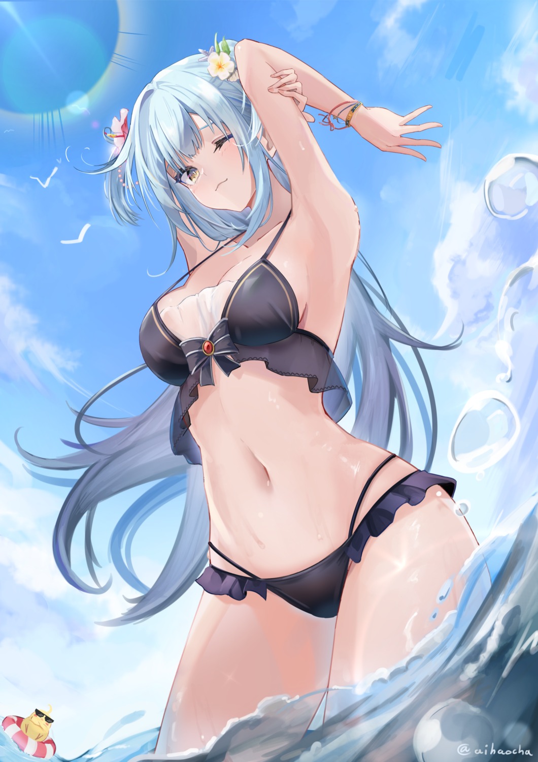 azur_lane, bikini, fpesu, manjuu_(azur_lane), neptune_(azur_lane), see_through, swimsuits, wet