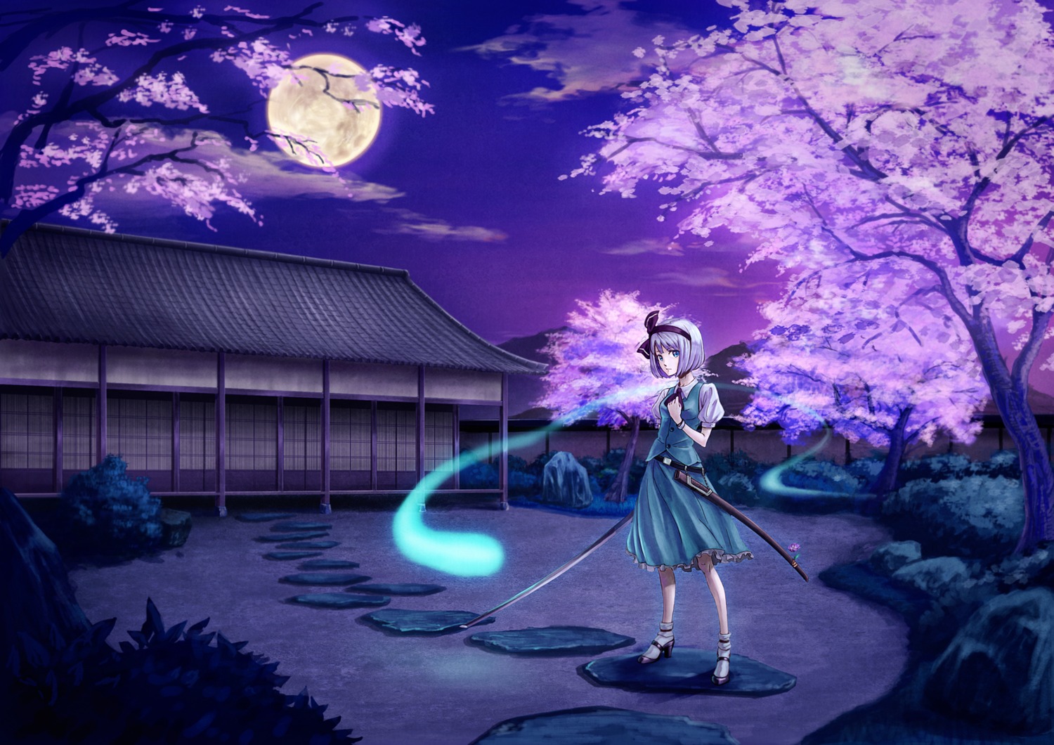 dokuro, konpaku_youmu, landscape, myon, touhou