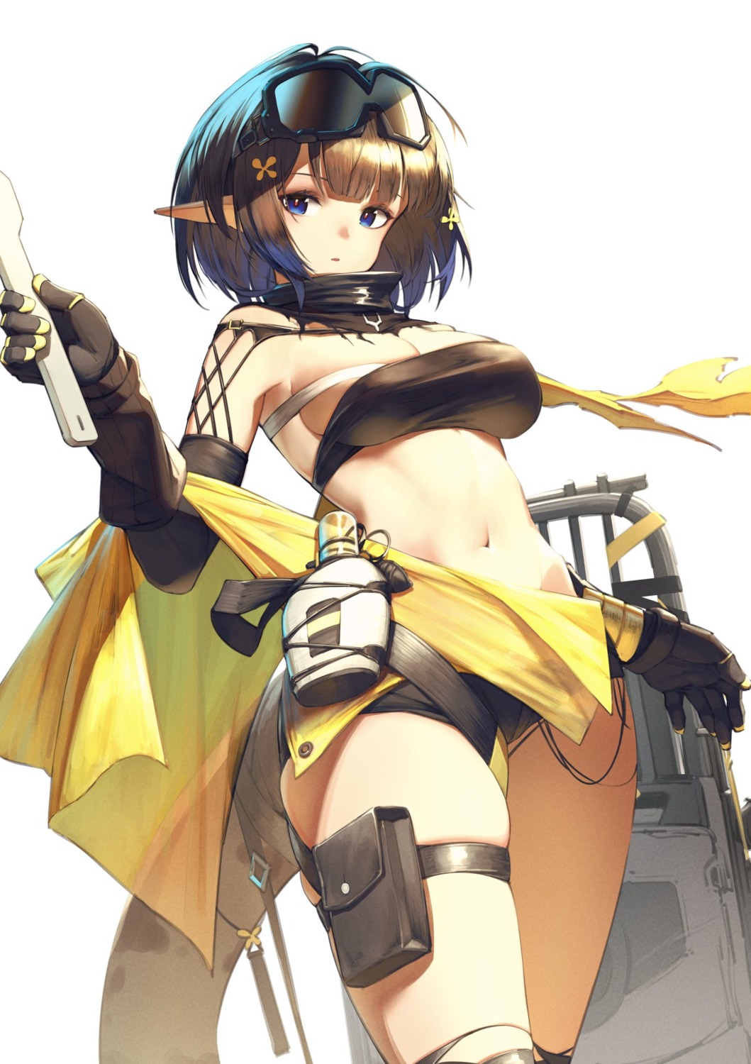 arknights, eunectes_(arknights), garter, itaco, megane, no_bra, pointy_ears, tail