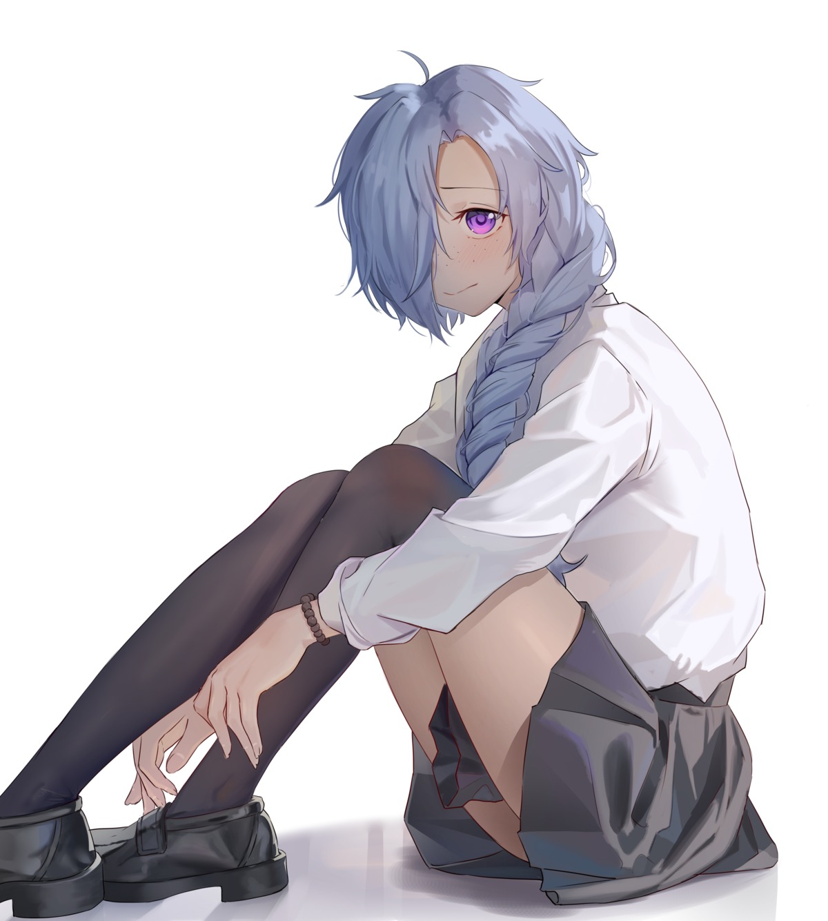 ritae, seifuku, skirt_lift, thighhighs