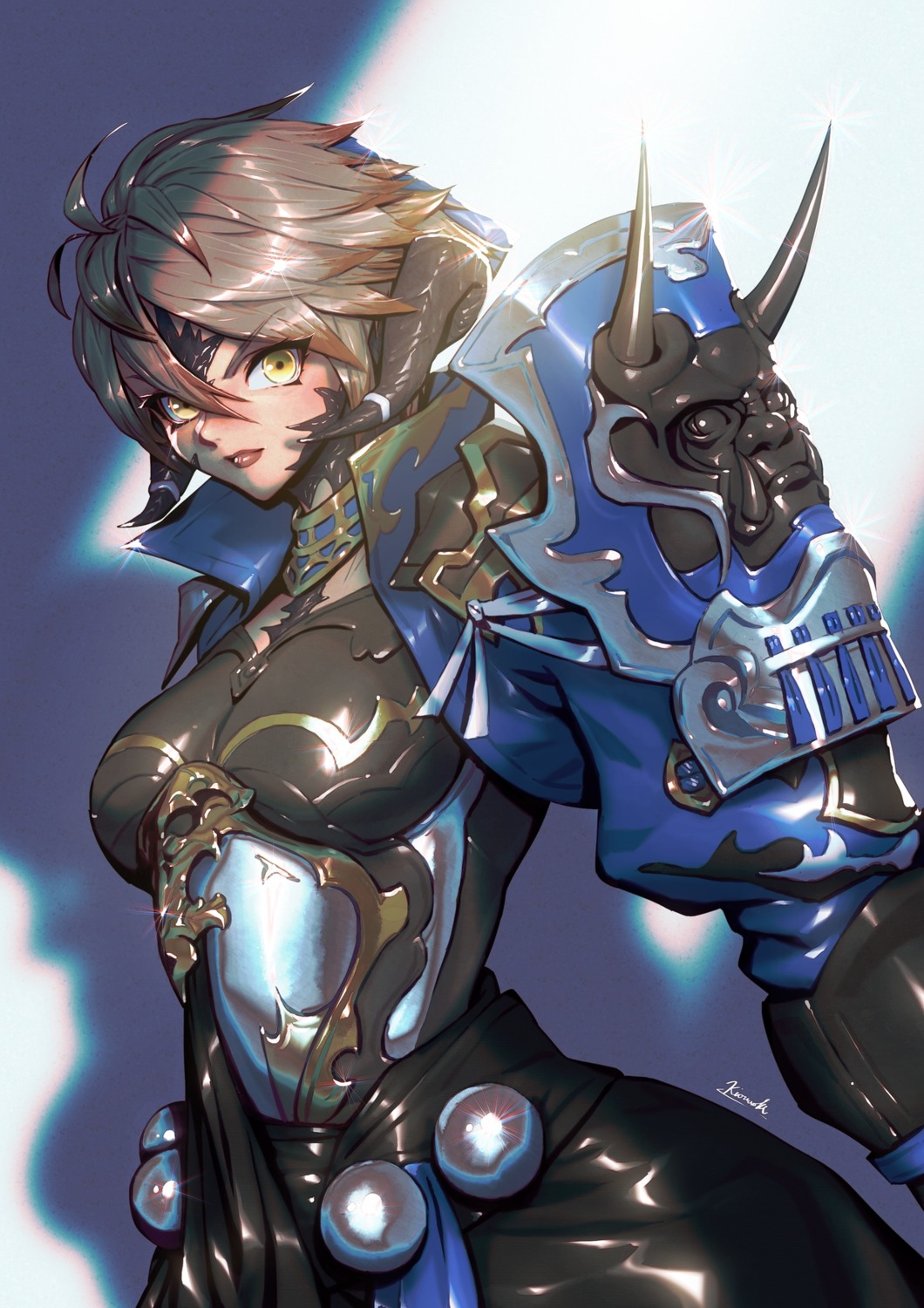 armor, au_ra, final_fantasy, horns, kio_naoki, monster_girl