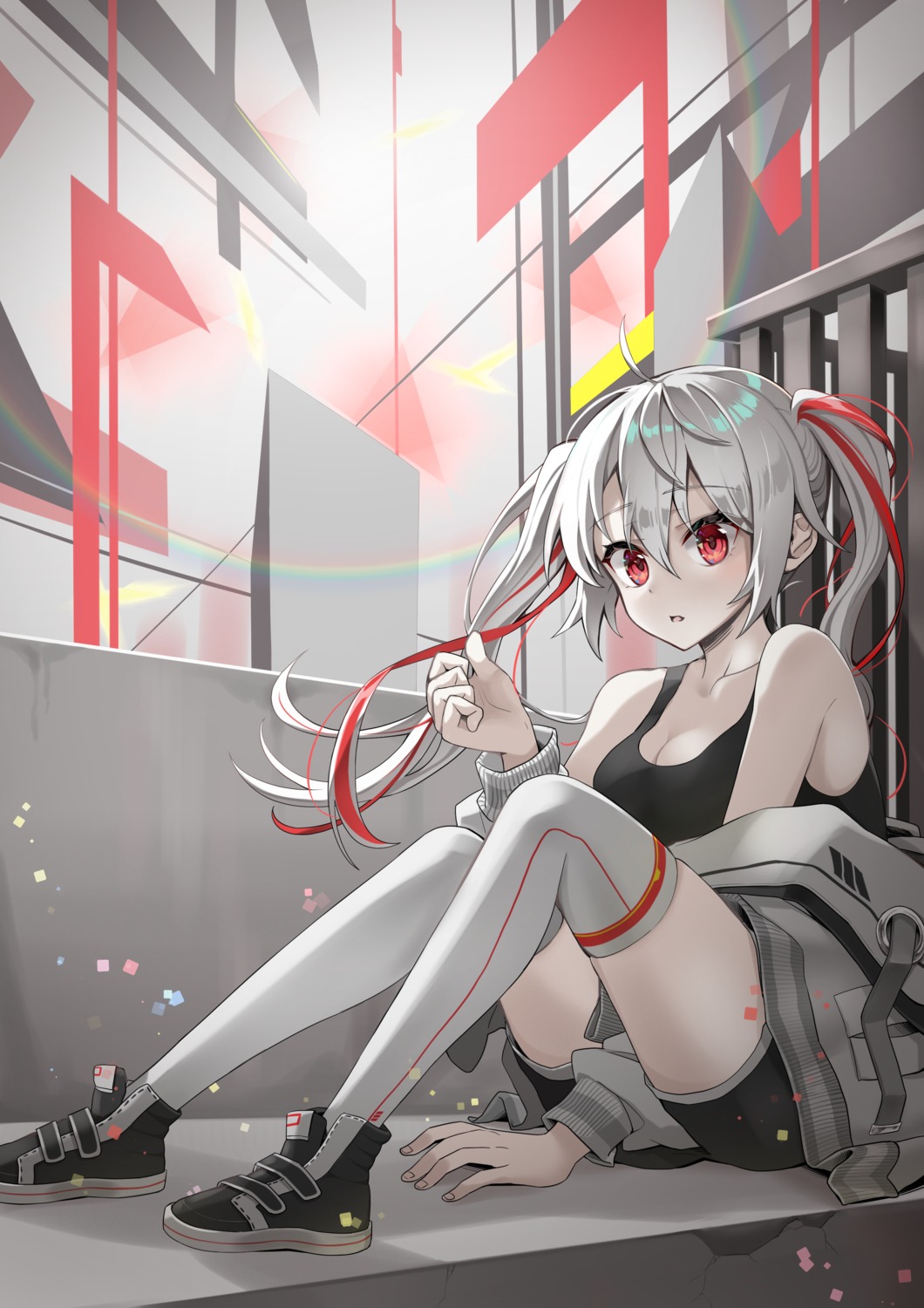 cleavage, dulldull, thighhighs