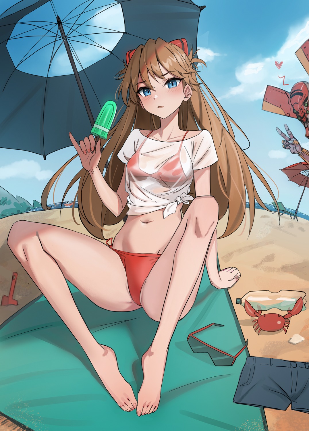 bikini, eva_02, kiritzugu, mecha, neon_genesis_evangelion, see_through, souryuu_asuka_langley, swimsuits