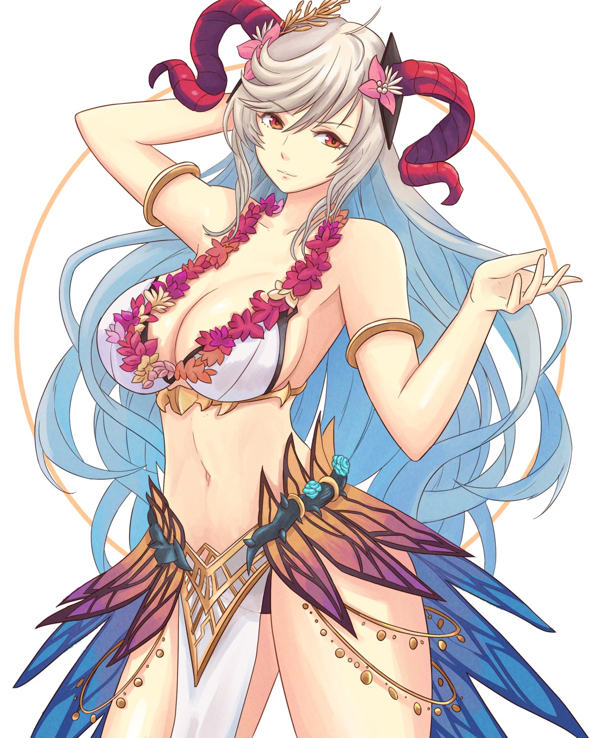 bikini, cleavage, fire_emblem, fire_emblem_heroes, freyja_(fire_emblem), horns, swimsuits, truejekart