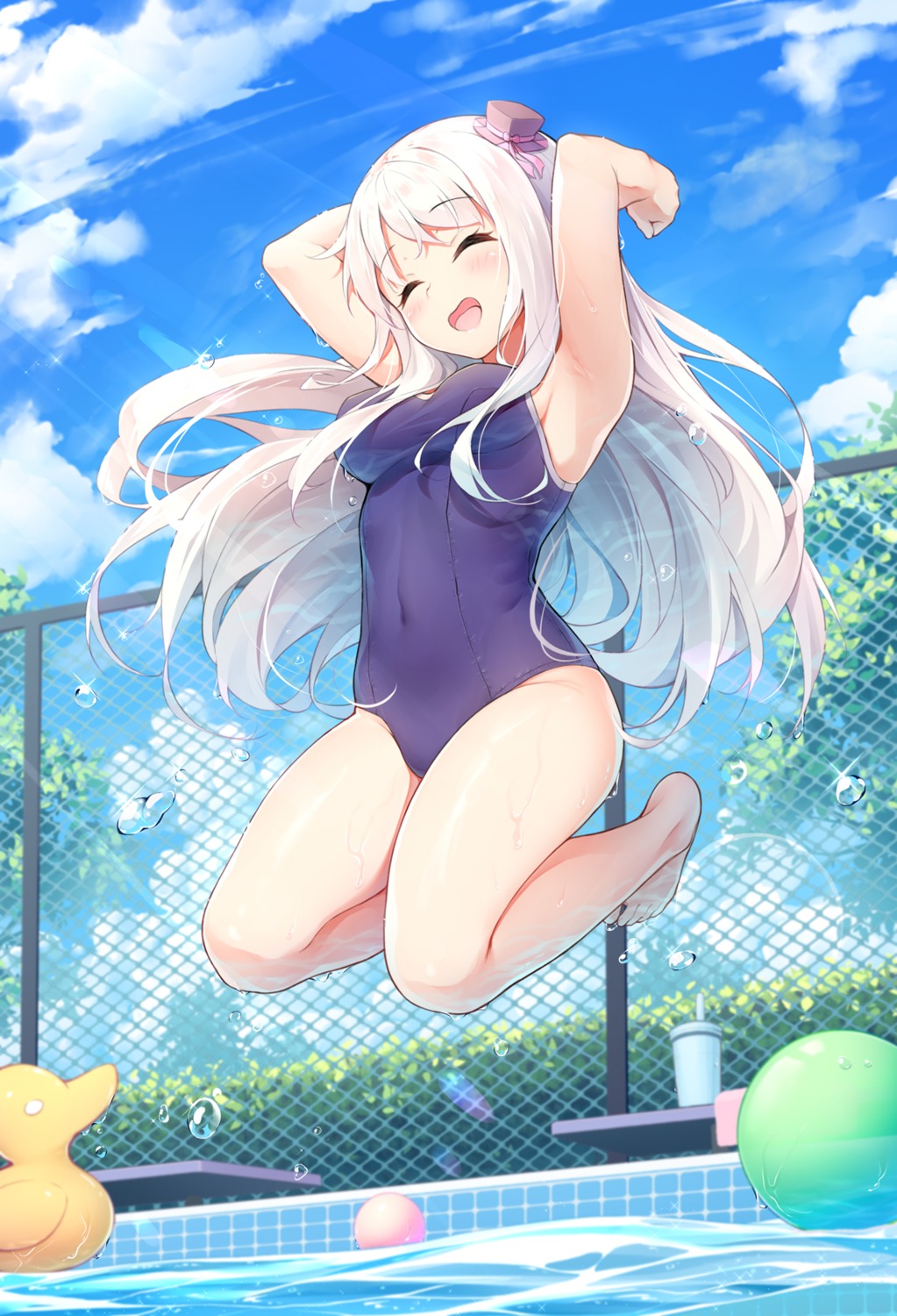 school_swimsuit, shenhai_(2556146833), swimsuits, wet