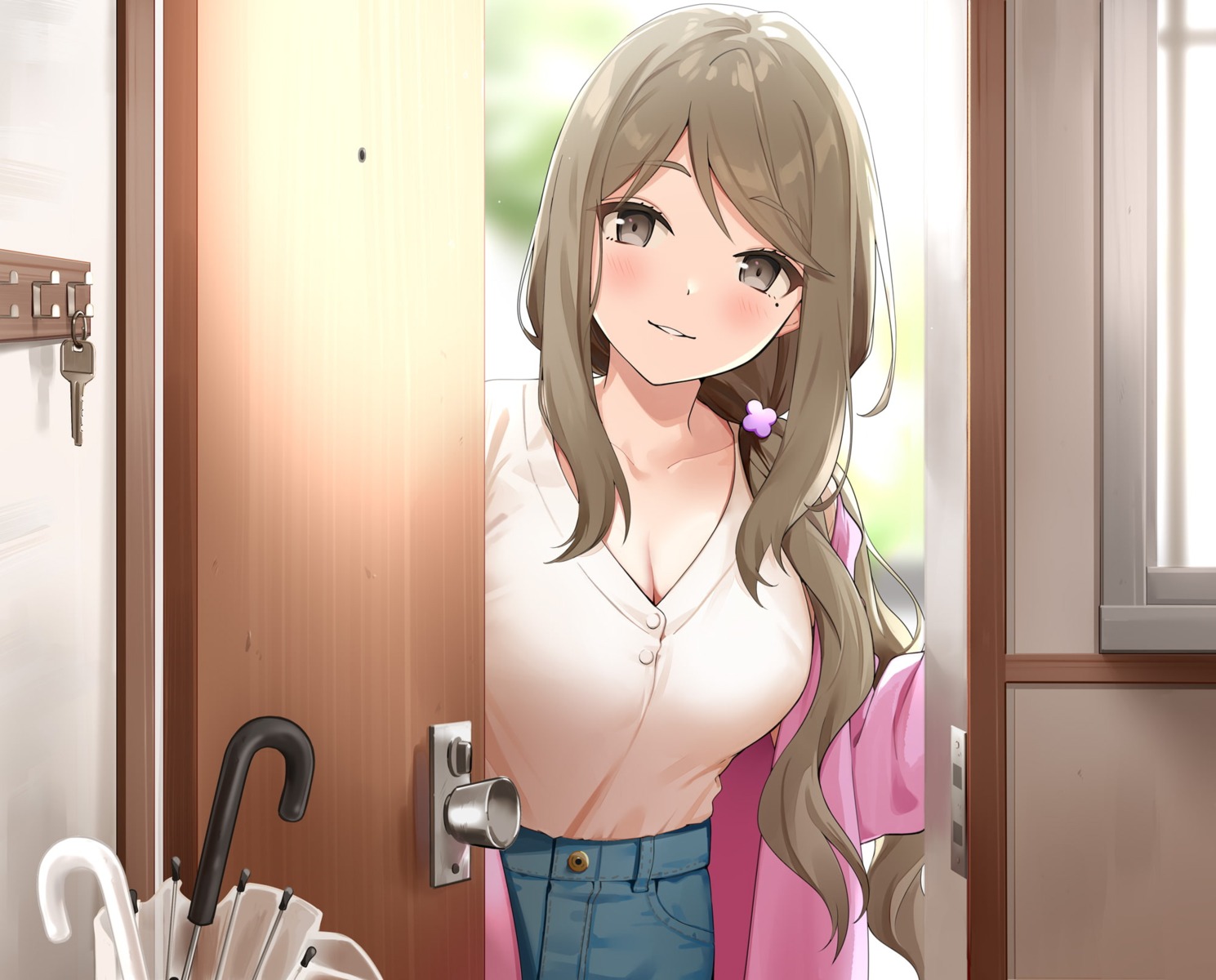 cleavage, umbrella, urata_asao
