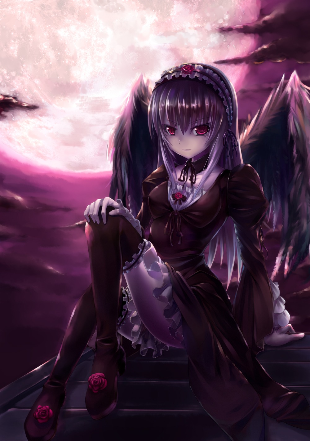 asa_(swallowtail), lolita_fashion, rozen_maiden, suigintou, thighhighs, wings