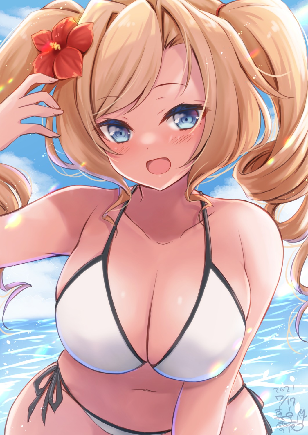 bikini, cleavage, honolulu_(kancolle), kantai_collection, mashiro_yukiya, swimsuits