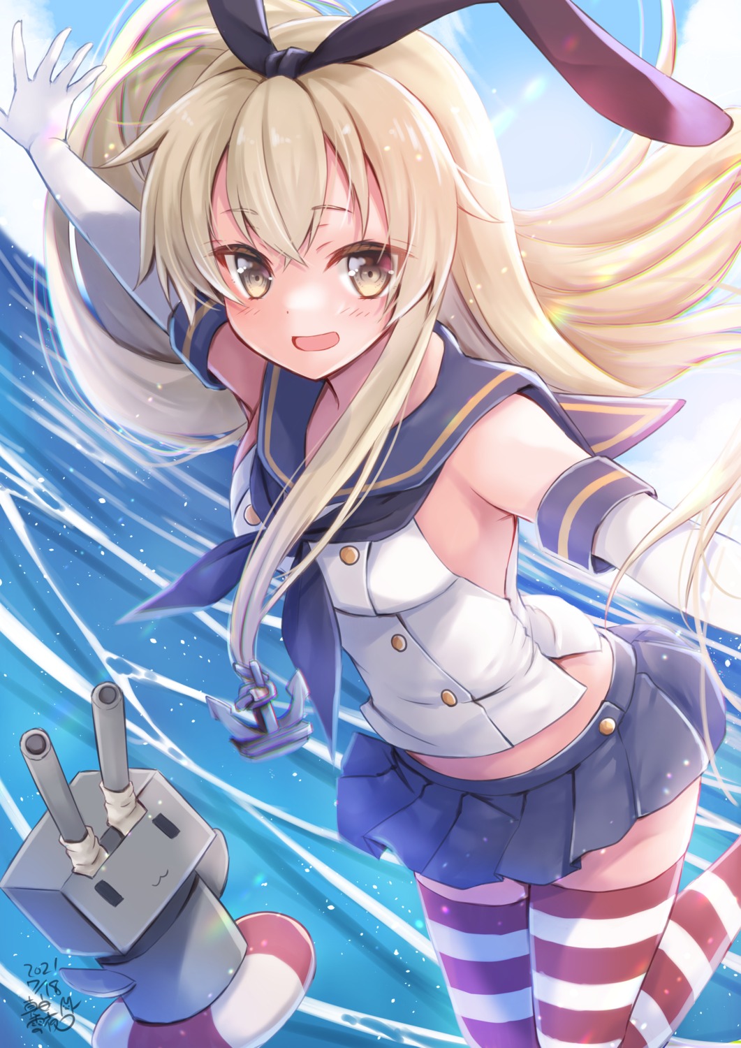 animal_ears, bunny_ears, kantai_collection, mashiro_yukiya, rensouhou-chan, seifuku, shimakaze_(kancolle), thighhighs
