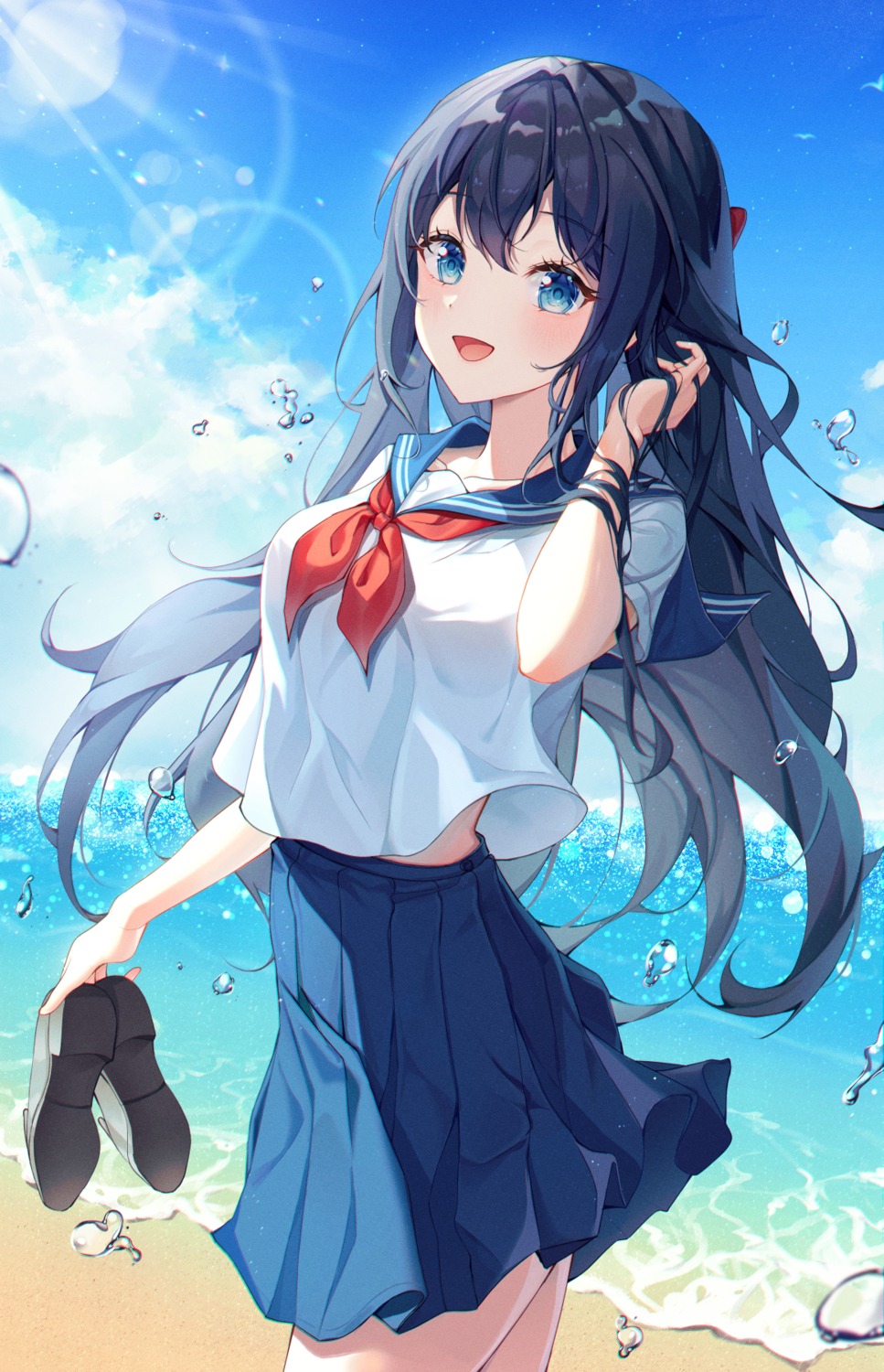 seifuku, shirt_lift, skirt_lift, tteullie