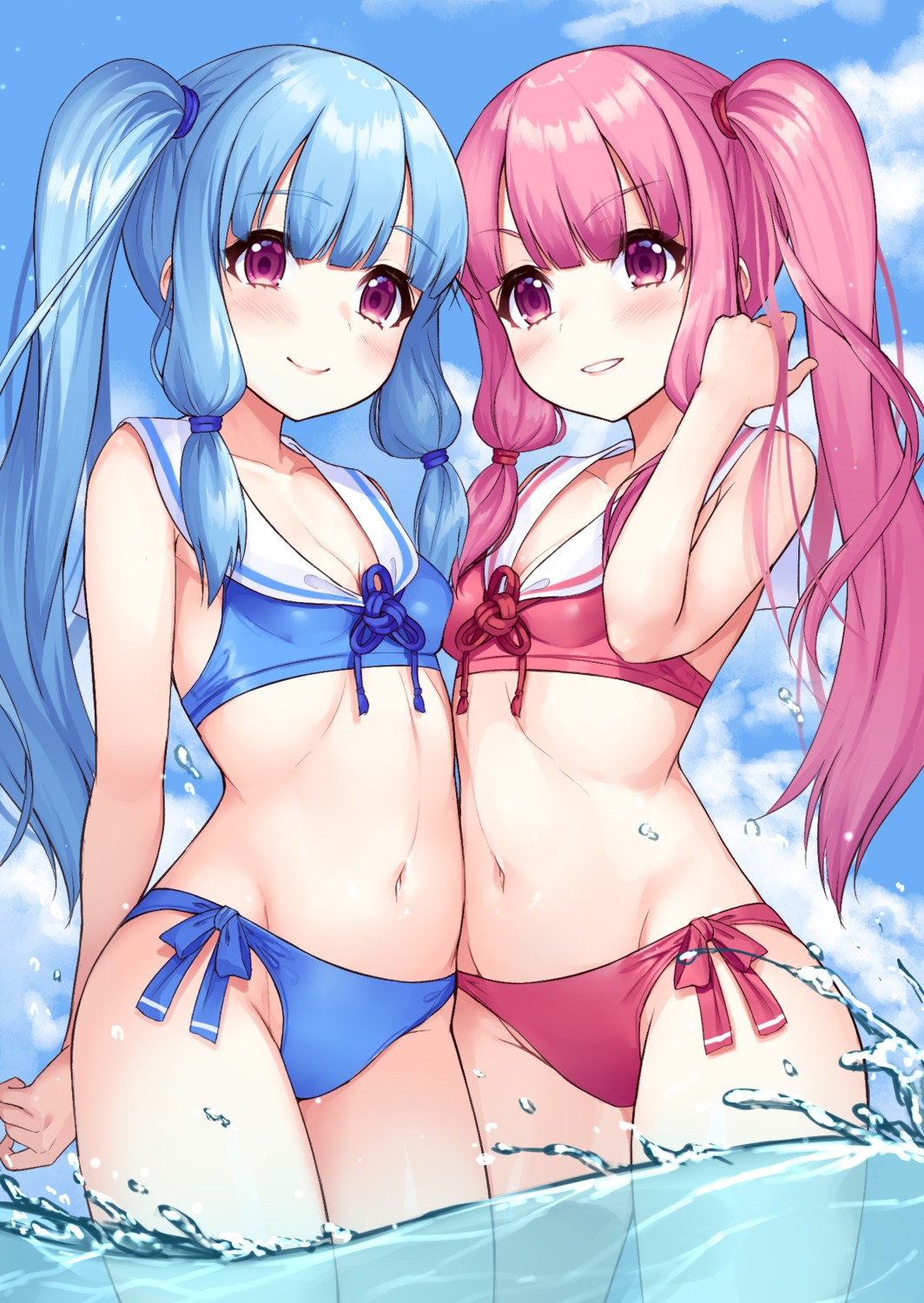 bikini, cleavage, kotonoha_akane, kotonoha_aoi, swimsuits, tenneko_yuuri, voiceroid, wet