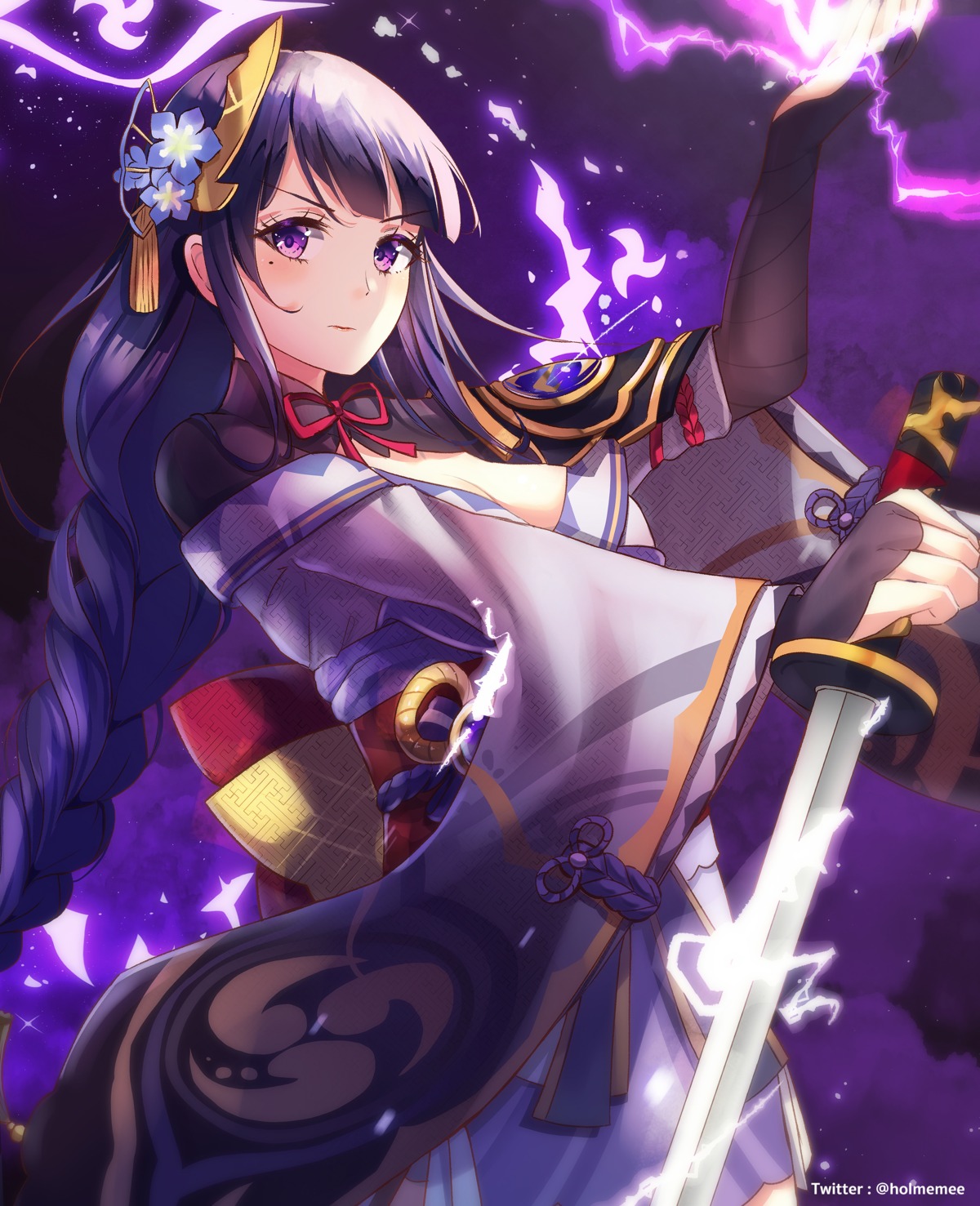 genshin_impact, holmemee, japanese_clothes, raiden_shogun, sword