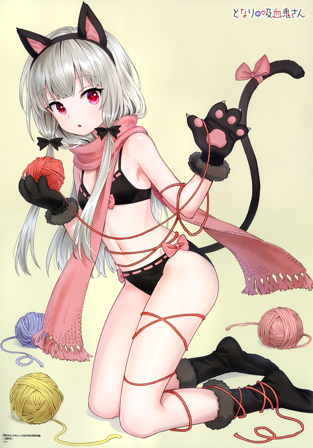 amatou111, animal_ears, bra, cleavage, nekomimi, pantsu, sophie_twilight, tail, tonari_no_kyuuketsuki-san