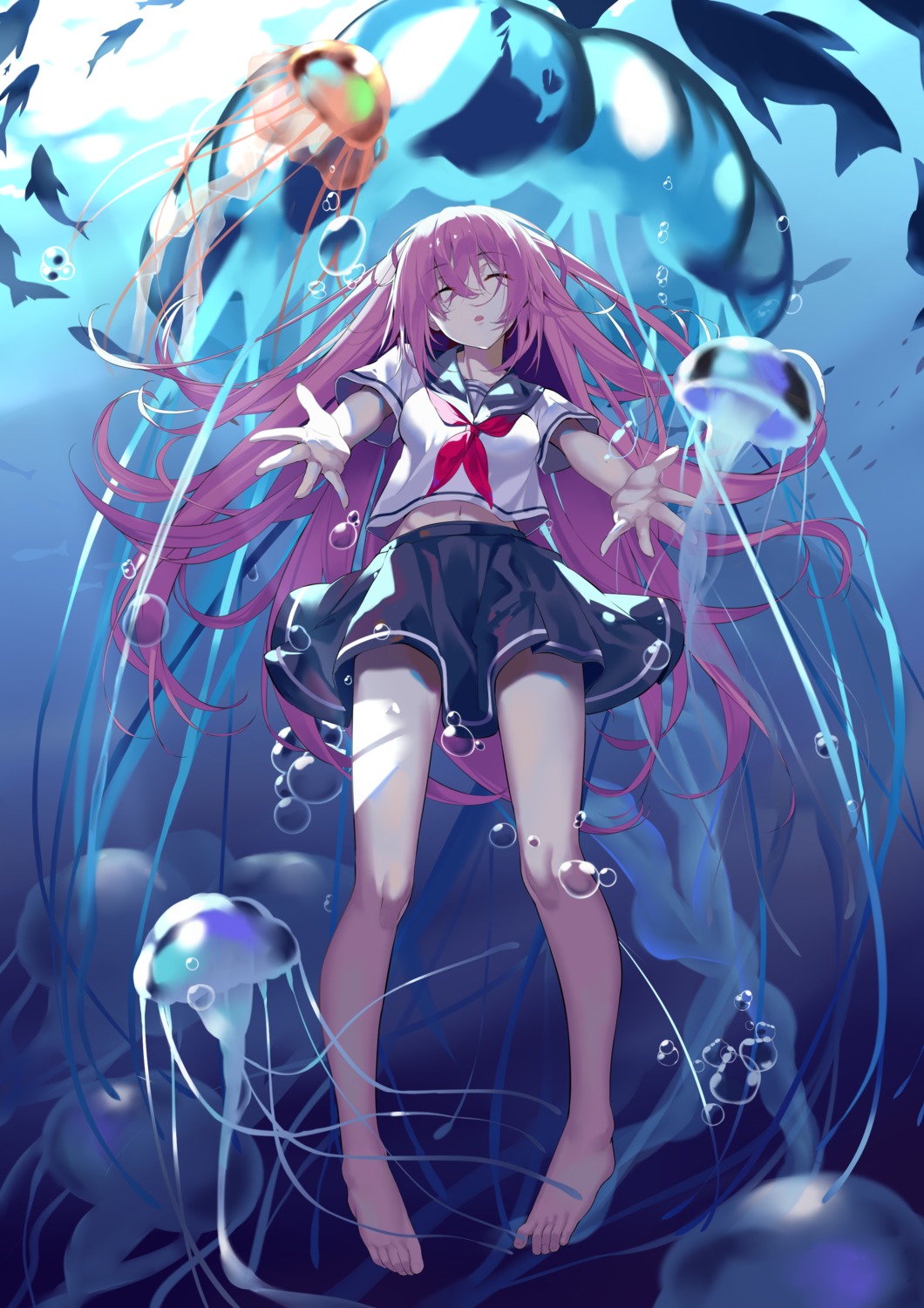 aoi_(buzhuen444), seifuku, shirt_lift, skirt_lift