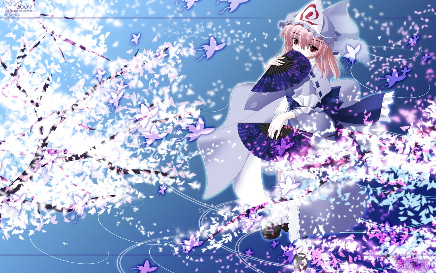 saigyouji_yuyuko, side_b, touhou, wallpaper
