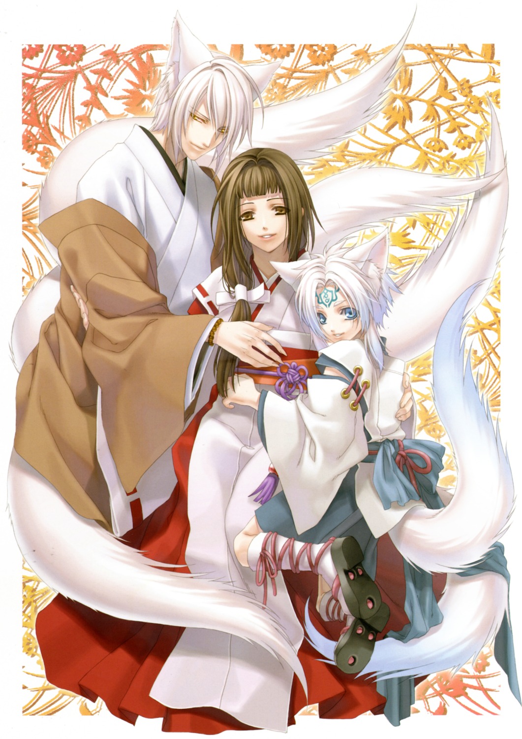 animal_ears, hiiro_no_kakera, kasuga_tamaki, kazuki_yone, kitsune, komura_yuuichi, miko, o-chan