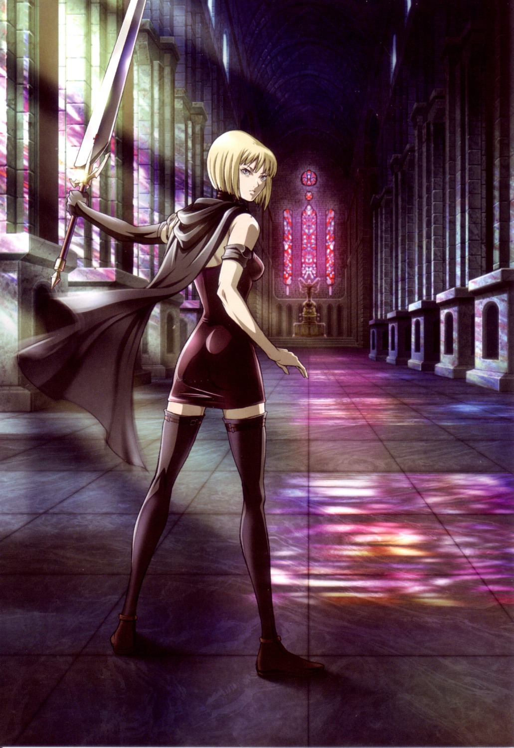 clare, claymore, landscape, screening, sword, thighhighs