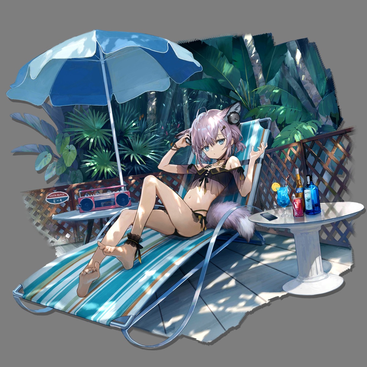 animal_ears, arknights, bikini, feet, see_through, sho_(sho_lwlw), sussurro_(arknights), swimsuits