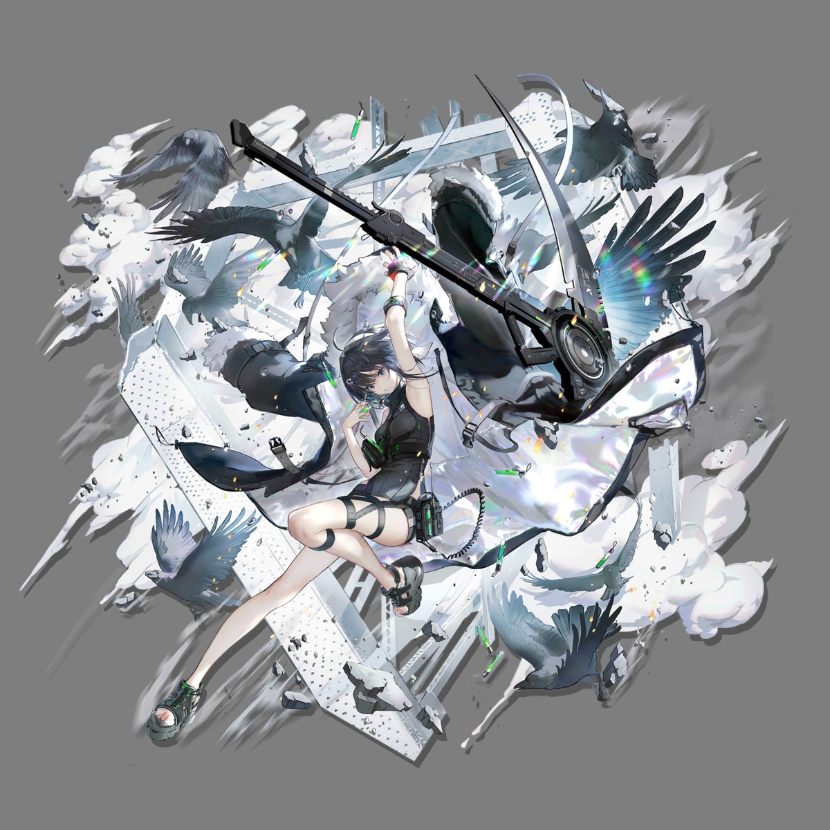 arknights, garter, la_pluma_(arknights), lal!role, transparent_png, uniform, weapon