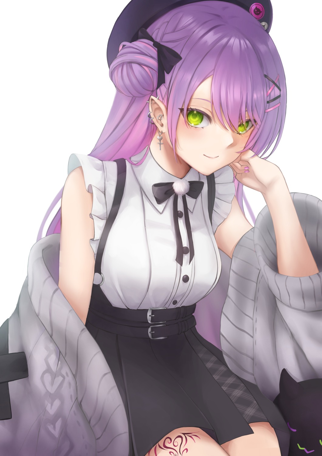 hololive, mirai'g, pointy_ears, sweater, tattoo, tokoyami_towa