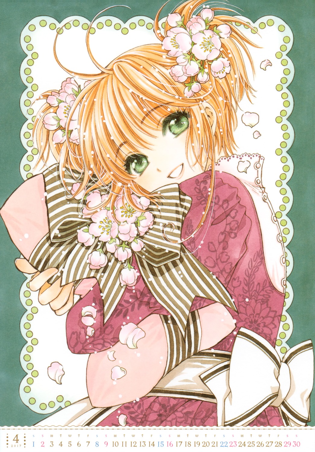 calendar, card_captor_sakura, clamp, dress, kinomoto_sakura