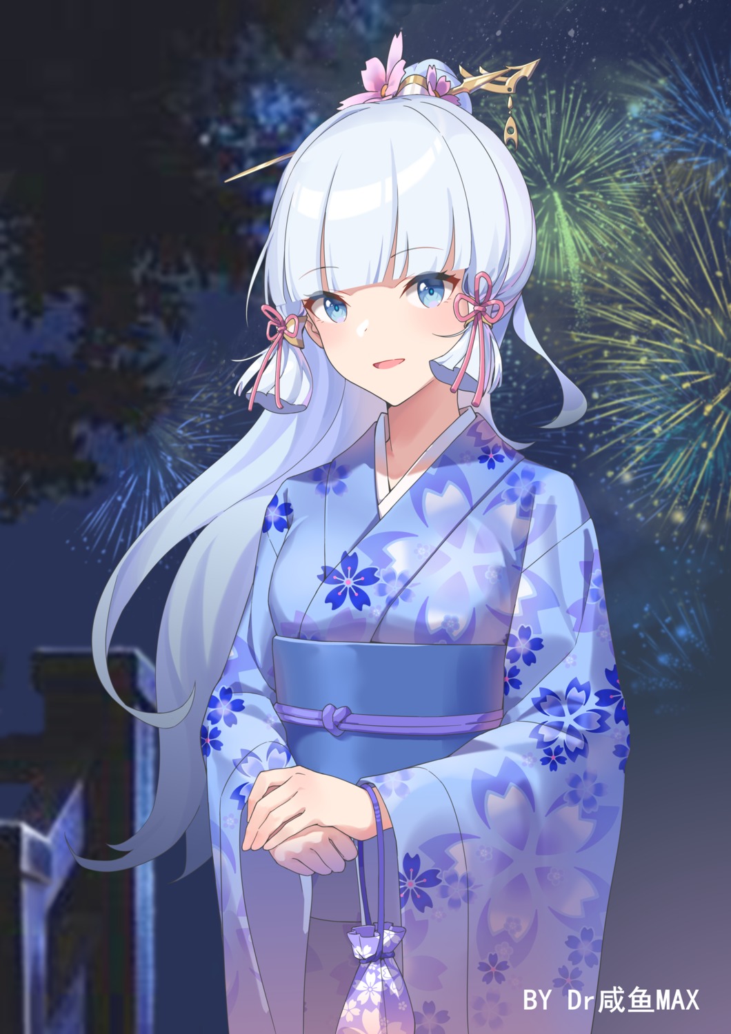 genshin_impact, kamisato_ayaka, saltedfishmax, yukata
