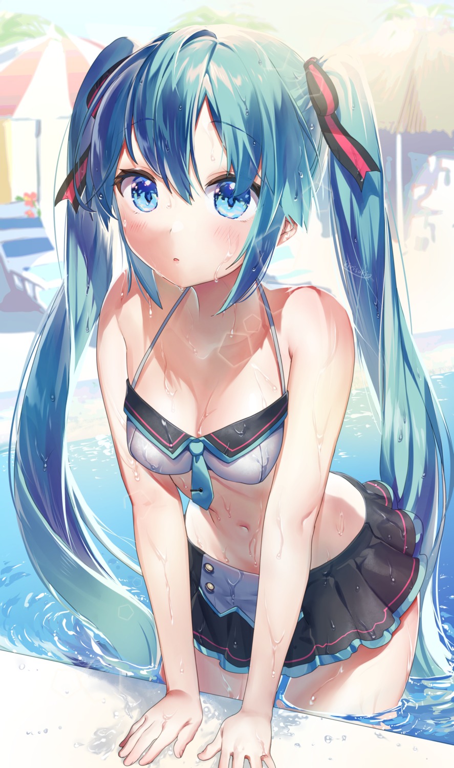 bikini, hatsune_miku, kirisaki_shuusei, swimsuits, vocaloid, wet