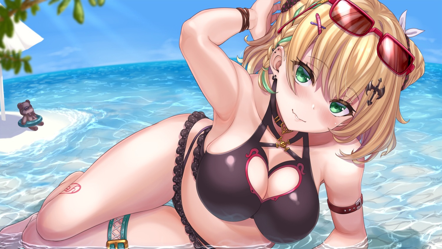 artist_revision, bikini, garter, iris_black_games, kurumi_noah, megane, sengoku_aky, swimsuits