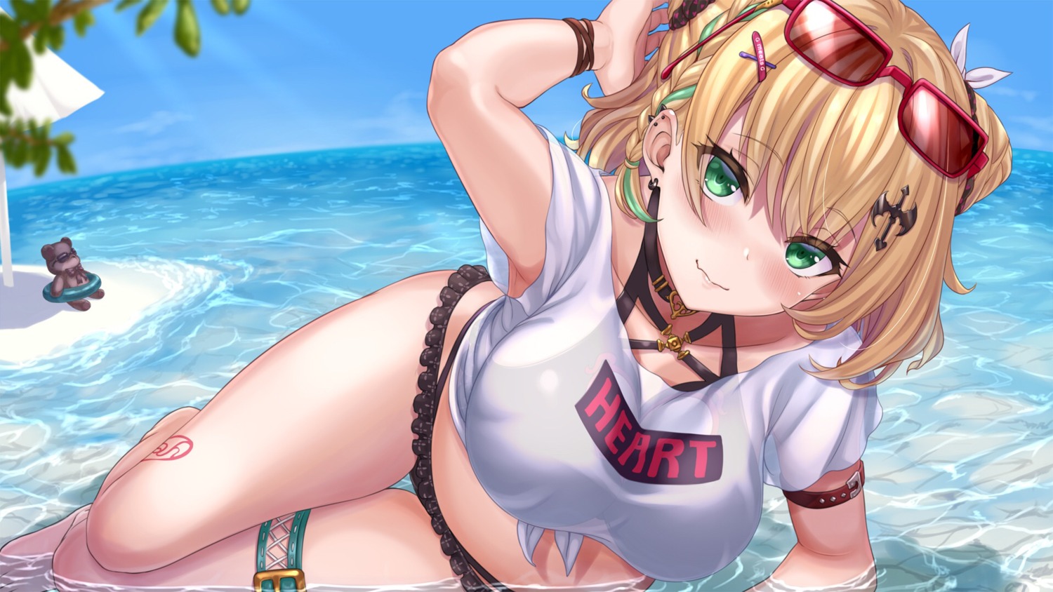artist_revision, bikini, garter, iris_black_games, kurumi_noah, megane, see_through, sengoku_aky