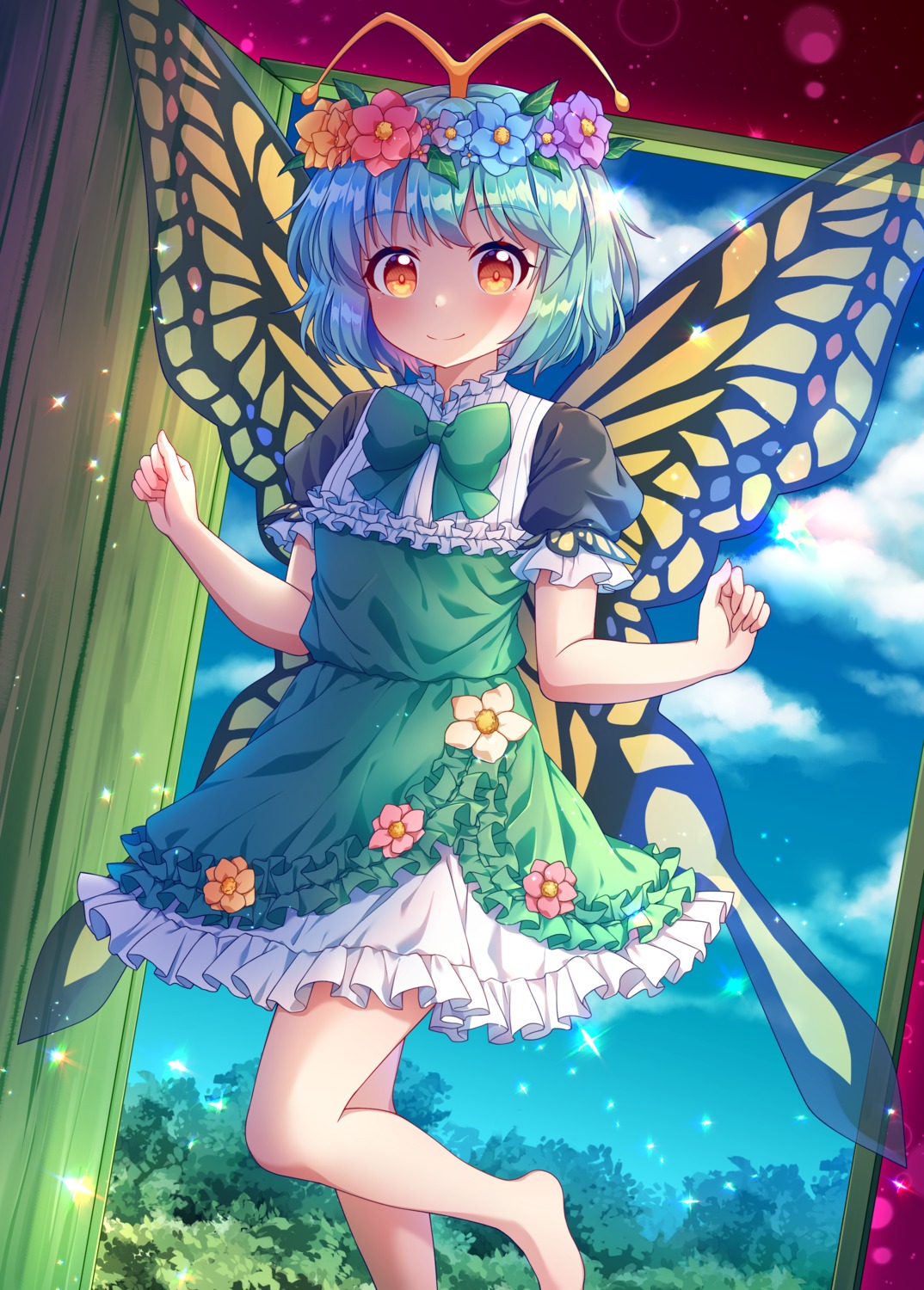 caramell0501, dress, eternity_larva, touhou, wings