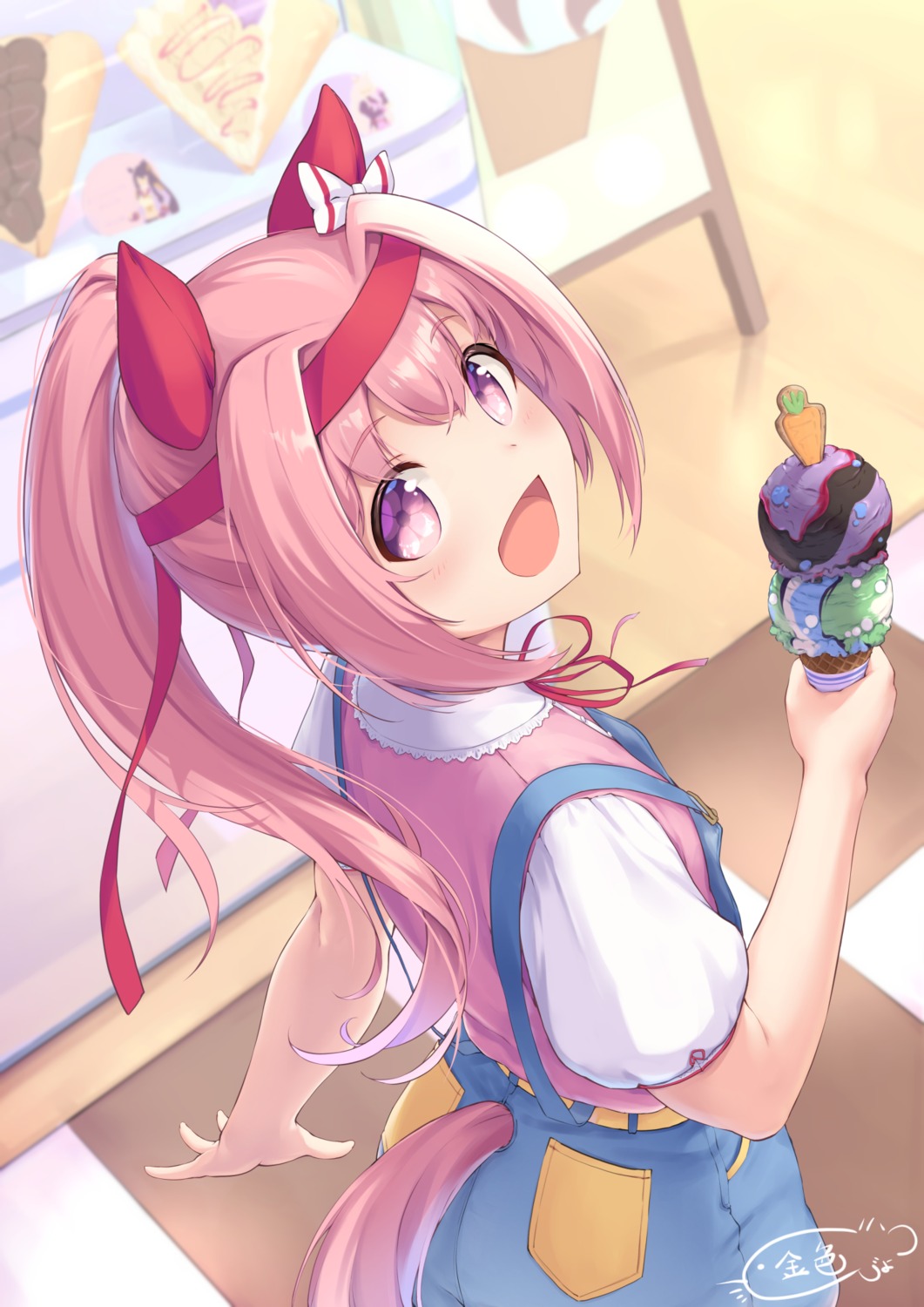 animal_ears, haru_urara_(umamusume), kin'iro_dojo, overalls, tail, uma_musume_pretty_derby