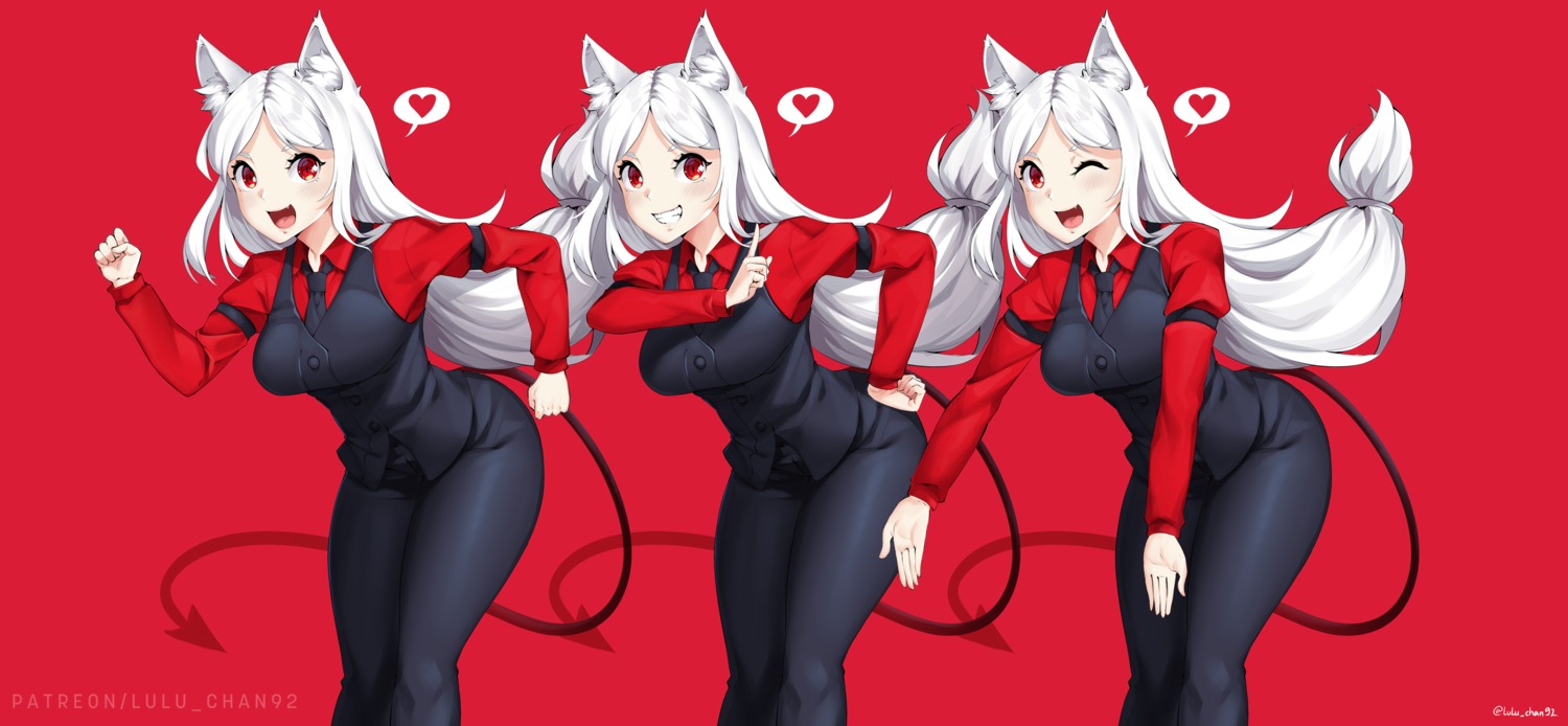animal_ears, business_suit, cerberus_(helltaker), helltaker, lulu-chan92, tail