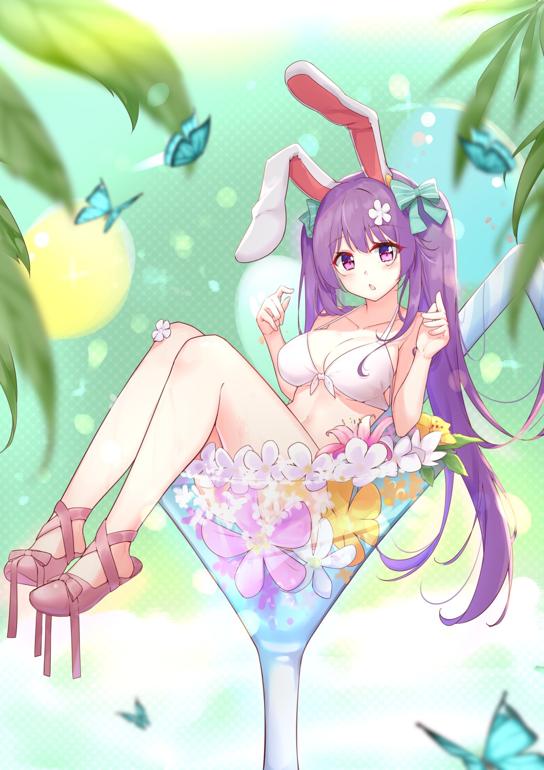 animal_ears, bikini_top, bunny_ears, diving_penguin, reisen_udongein_inaba, swimsuits, touhou, wet