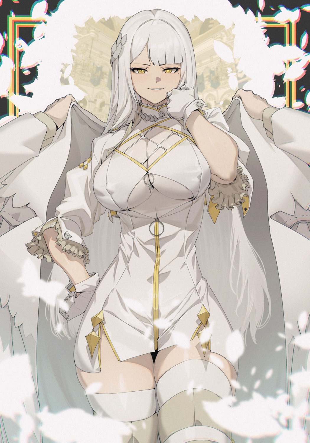 dress, erect_nipples, jin_rou, no_bra, thighhighs
