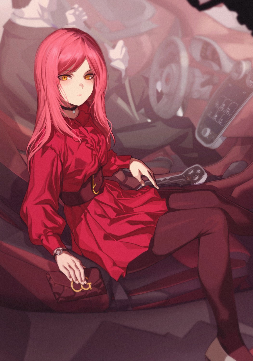 dress, jin_rou, pantyhose, skirt_lift