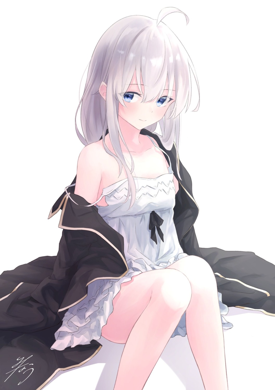 dress, elaina_(majotabi), majo_no_tabitabi, minau37, no_bra, skirt_lift