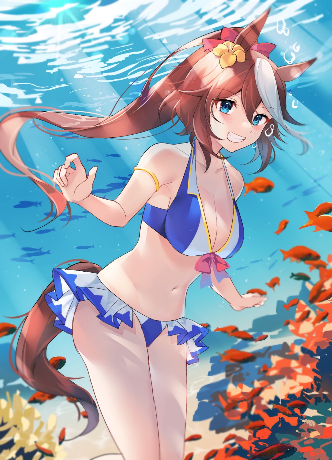 animal_ears, bikini, oenothera, swimsuits, tail, tokai_teio_(umamusume), uma_musume_pretty_derby