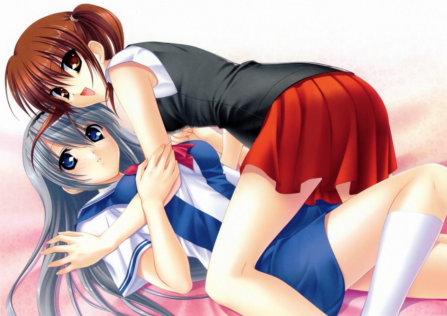 clannad, fumio, kanako, key, possible_duplicate, sakagami_tomoyo, seifuku, skirt_lift