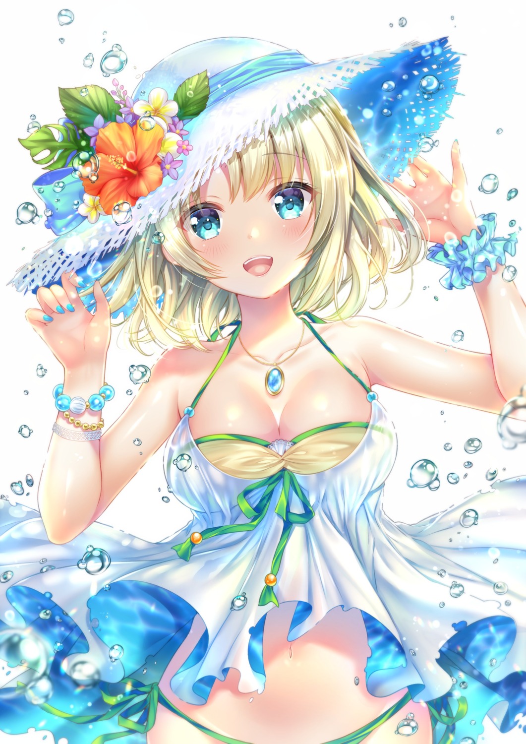 bikini, cleavage, sakura_moyon, see_through, skirt_lift, swimsuits, wet