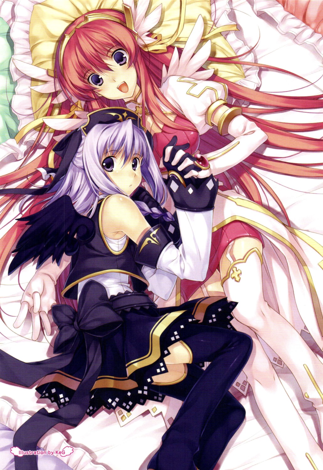 hagure_keg, lime_luna_oaklane, prim_rina_oaklane, primary_~magical★trouble★scramble~, screening, thighhighs