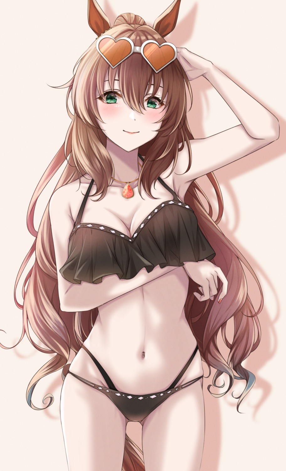 animal_ears, bikini, maruzensky_(umamusume), megane, swimsuits, tail, uma_musume_pretty_derby, yuzuyu_(hyui)