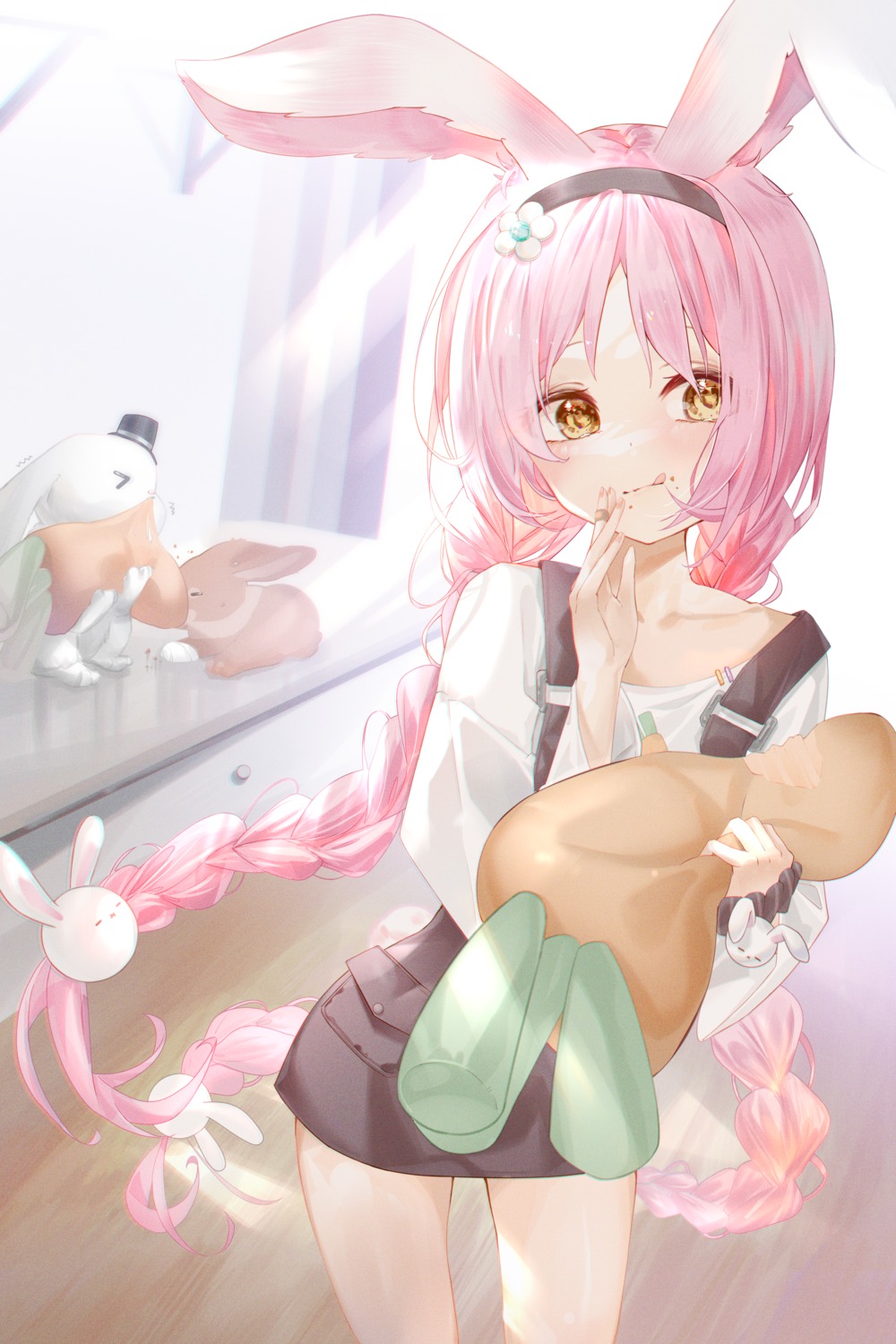 akane_mimi, animal_ears, bunny_ears, overalls, pola_(1021), princess_connect!, princess_connect!_re:dive, tail