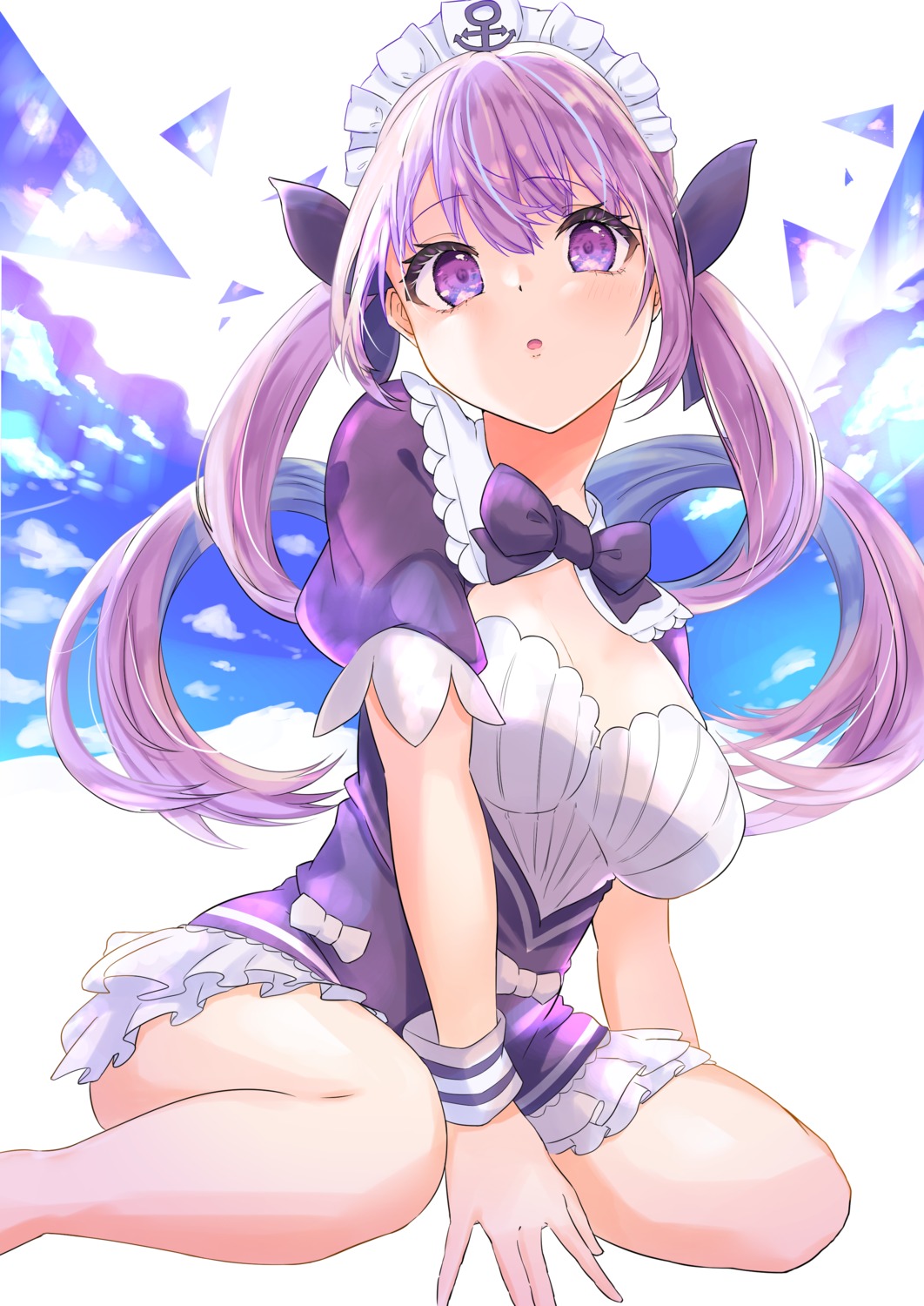 hololive, maid, minato_aqua, ogura_toast, skirt_lift