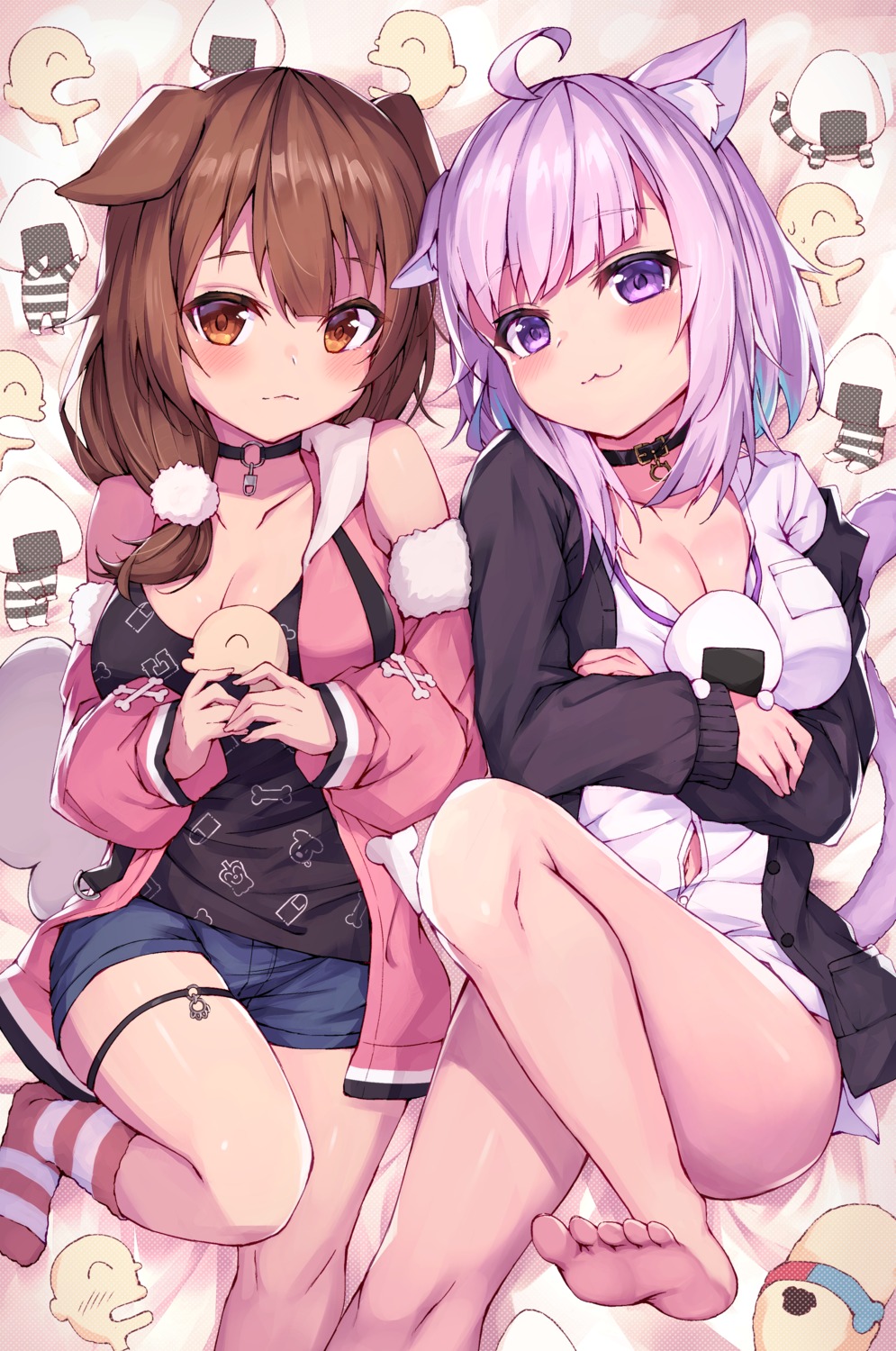 animal_ears, breast_hold, cleavage, garter, hololive, hololive_gamers, inugami_korone, inumimi