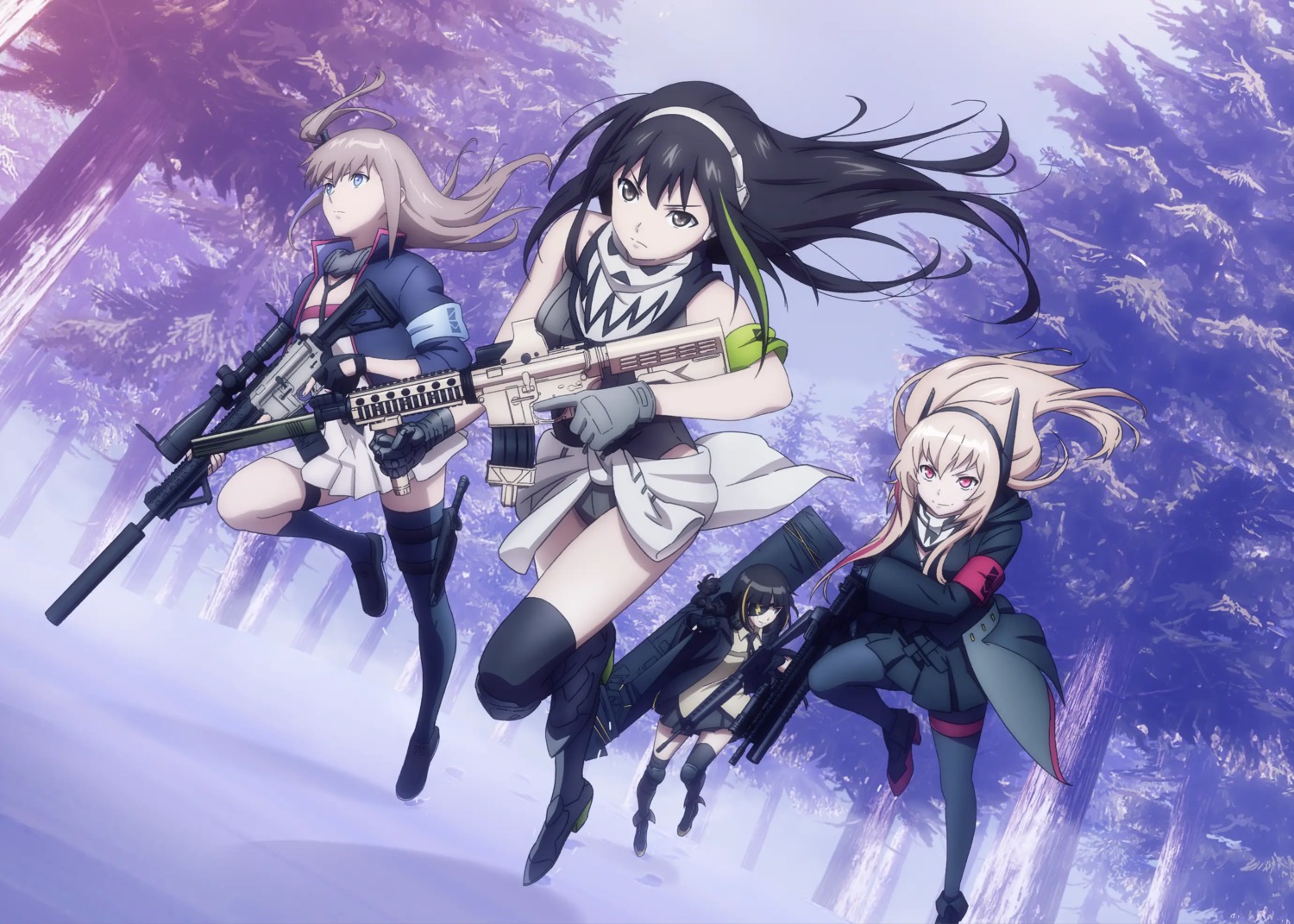 eyepatch, garter, girls_frontline, gun, heels, m16a1_(girls_frontline), m4_sopmod_ii_(girls_frontline), m4a1_(girls_frontline)