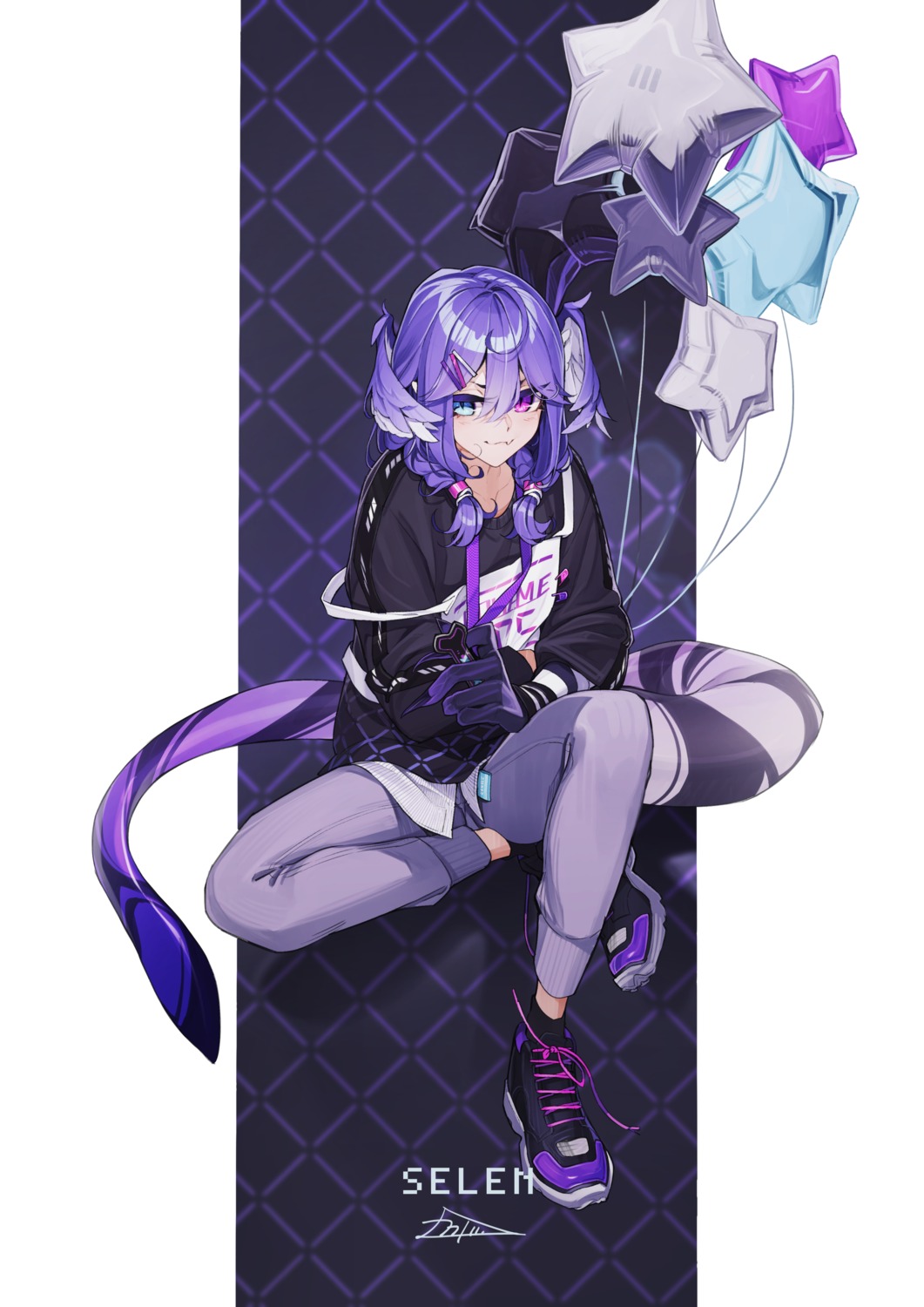 heterochromia, kamameshi_gougoumaru, nijisanji, nijisanji_en, selen_tatsuki, tail, wings