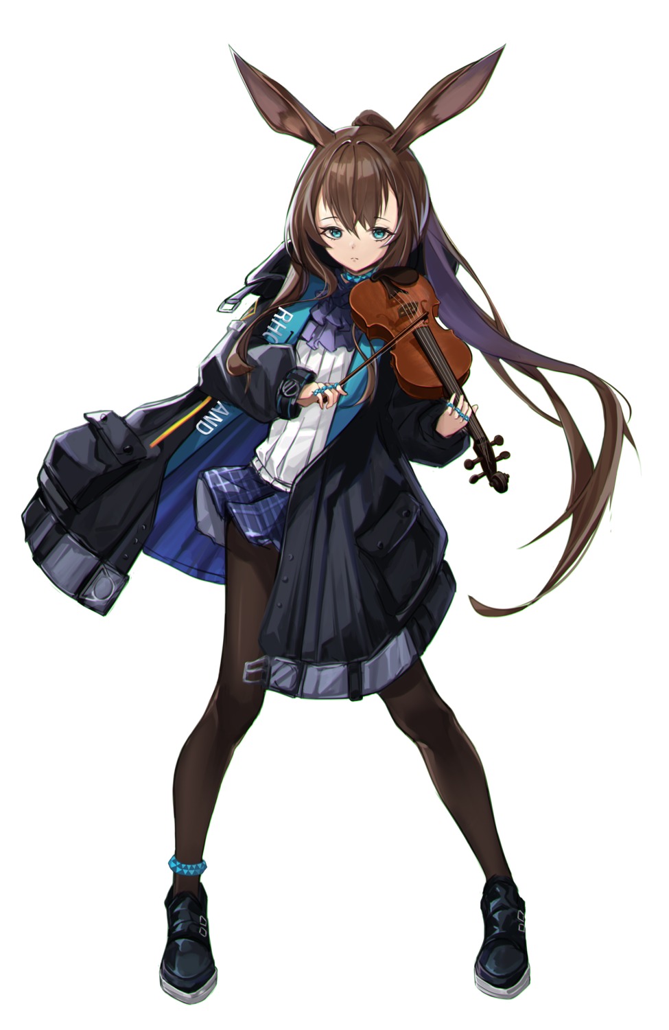 amiya_(arknights), animal_ears, arknights, bunny_ears, kuroja, pantyhose, skirt_lift